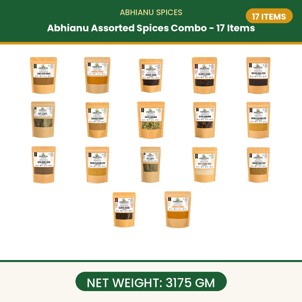 Abhianu Spices Assorted Indian Spices Combo 17 Items 3.175 Kg