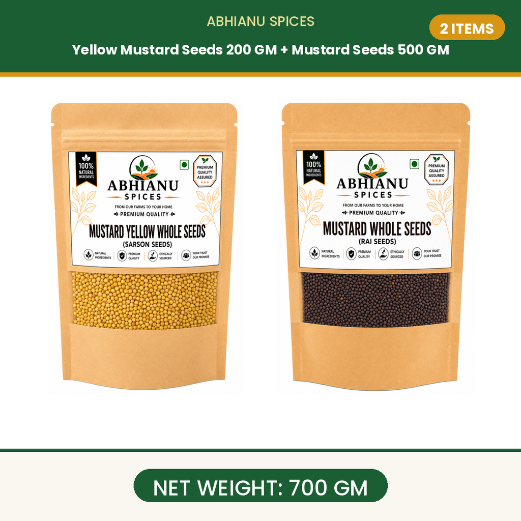 Abhianu Spices Yellow Mustard And Mustard Seeds Combo 700 G