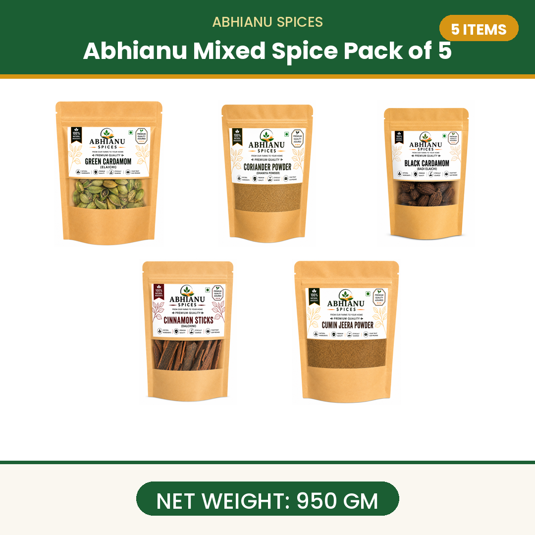 Abhianu Spices Assorted Indian Spices Combo 950 G Pack Of 5