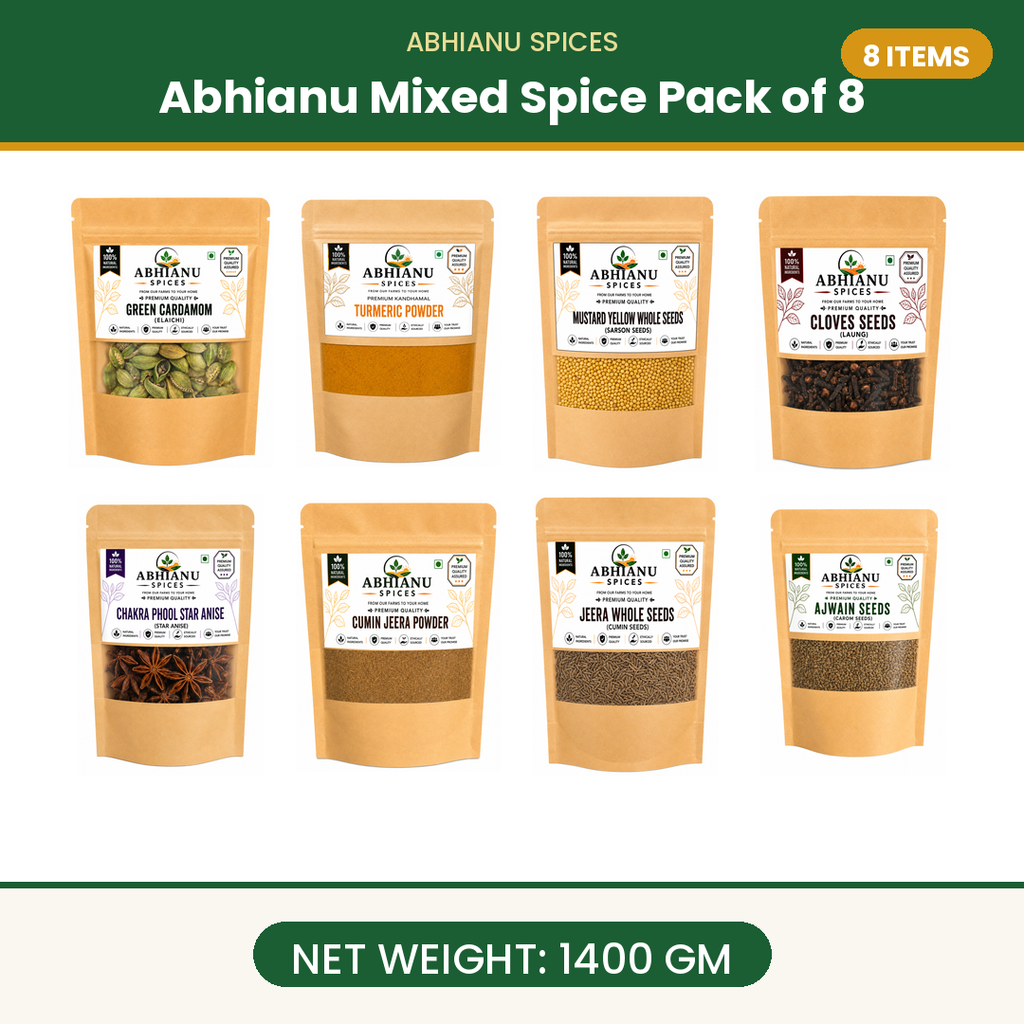 Abhianu Spices Assorted Indian Spices Combo 8 In 1.4 Kg