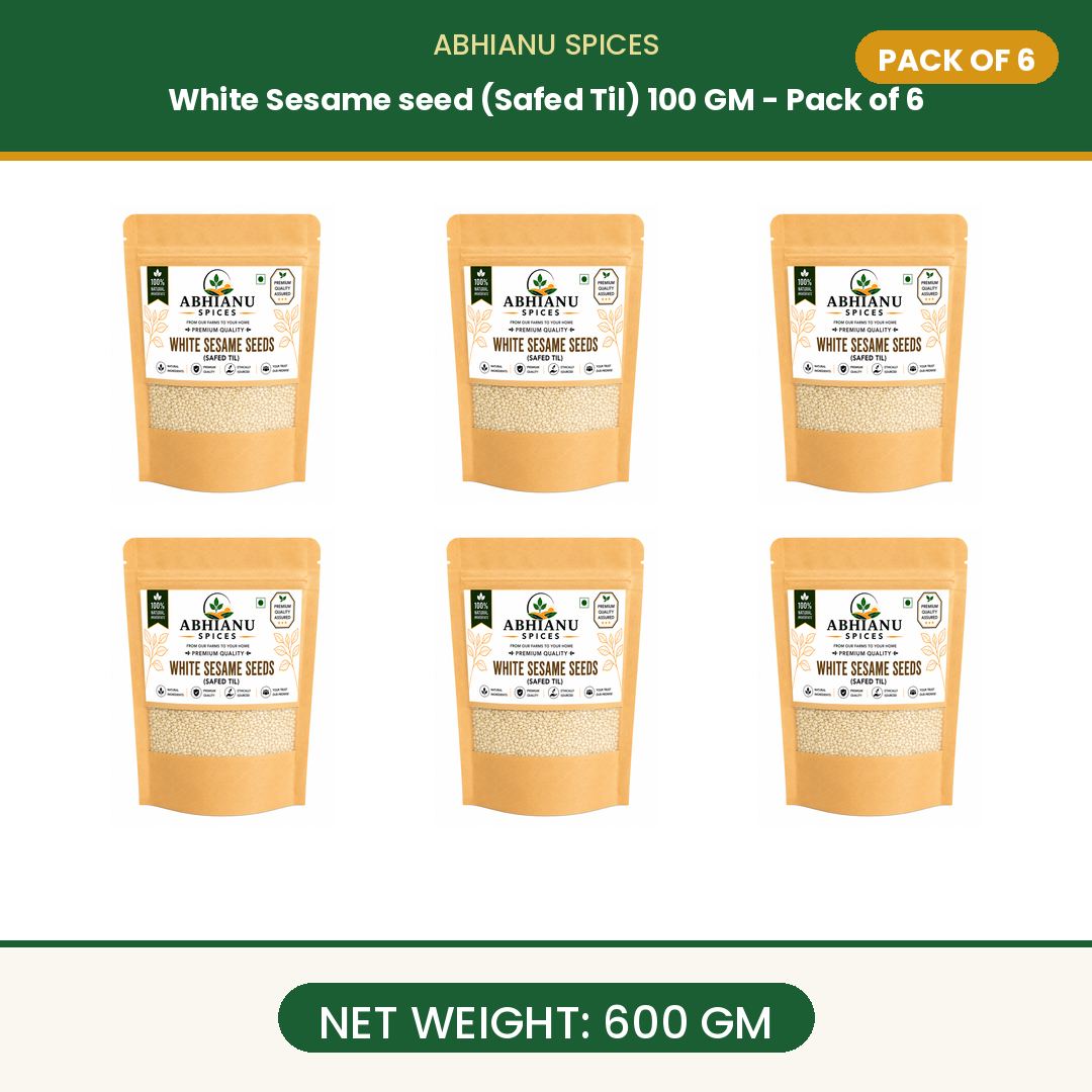 Abhianu Spices White Sesame Seeds Safed Til 500 G Pack Of 5