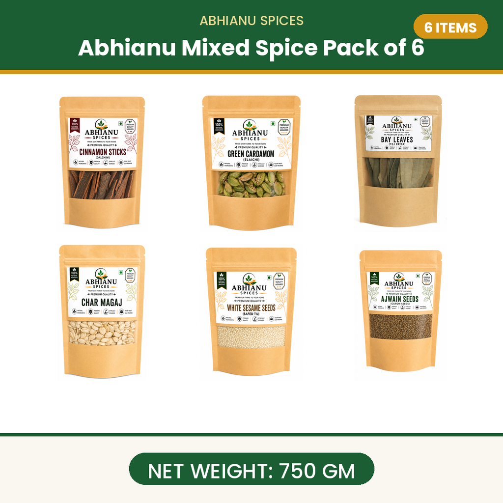 Abhianu Spices Assorted Indian Spices Combo 6 In 750 G