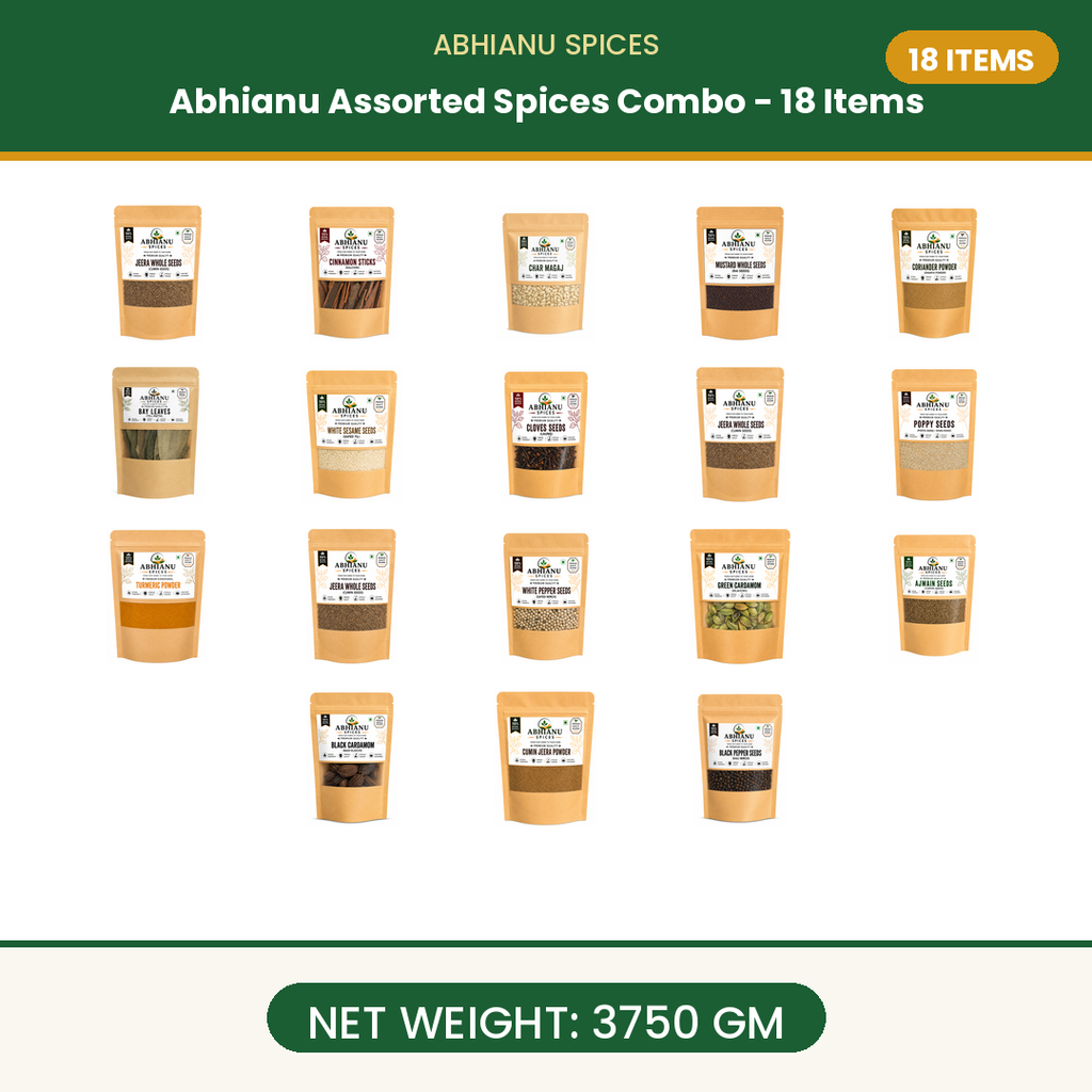 Abhianu Spices Assorted Indian Spices Combo 18 Items 3.75 Kg