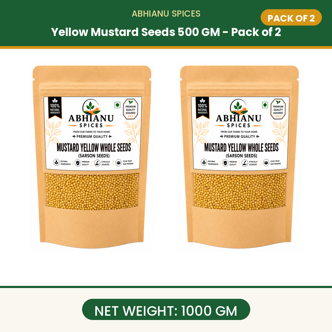 Abhianu Spices Yellow Mustard Seeds 600 G Pack Of 6