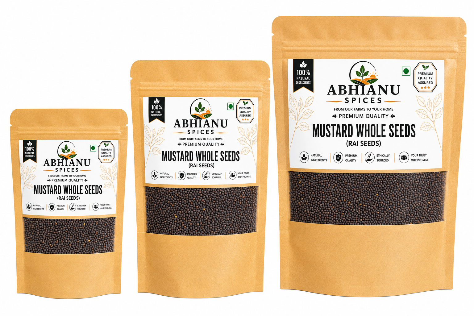Abhianu Spices Mustard Seeds Rai Sarson 600 G Pack Of 6