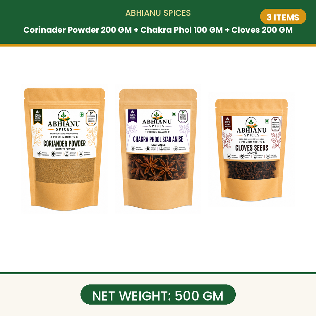 Abhianu Spices Coriander Powder 200 G And Star Anise 100 G And Cloves 200 G