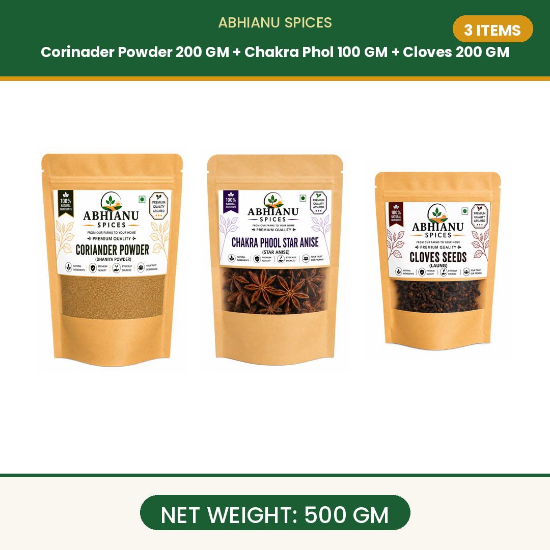 Abhianu Spices Coriander Powder 200 G And Star Anise 100 G And Cloves 200 G