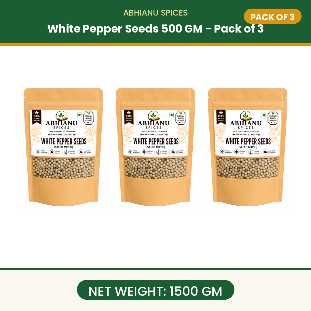Abhianu Spices White Peppercorns Whole 500 G