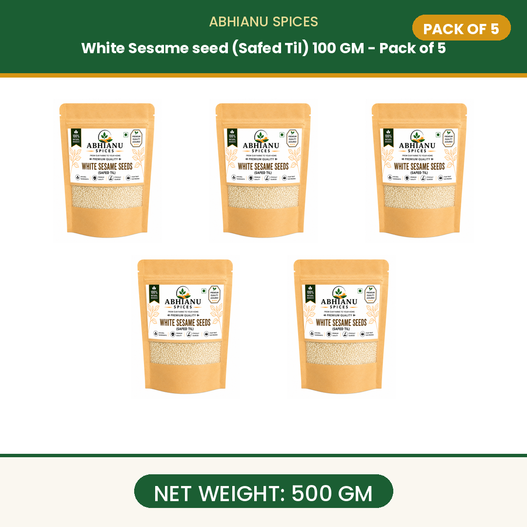 Abhianu Spices White Sesame Seeds Safed Til 500 G Pack Of 5