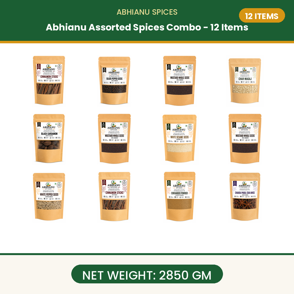Abhianu Spices Assorted Indian Spices Combo 12 Items 2.85 Kg