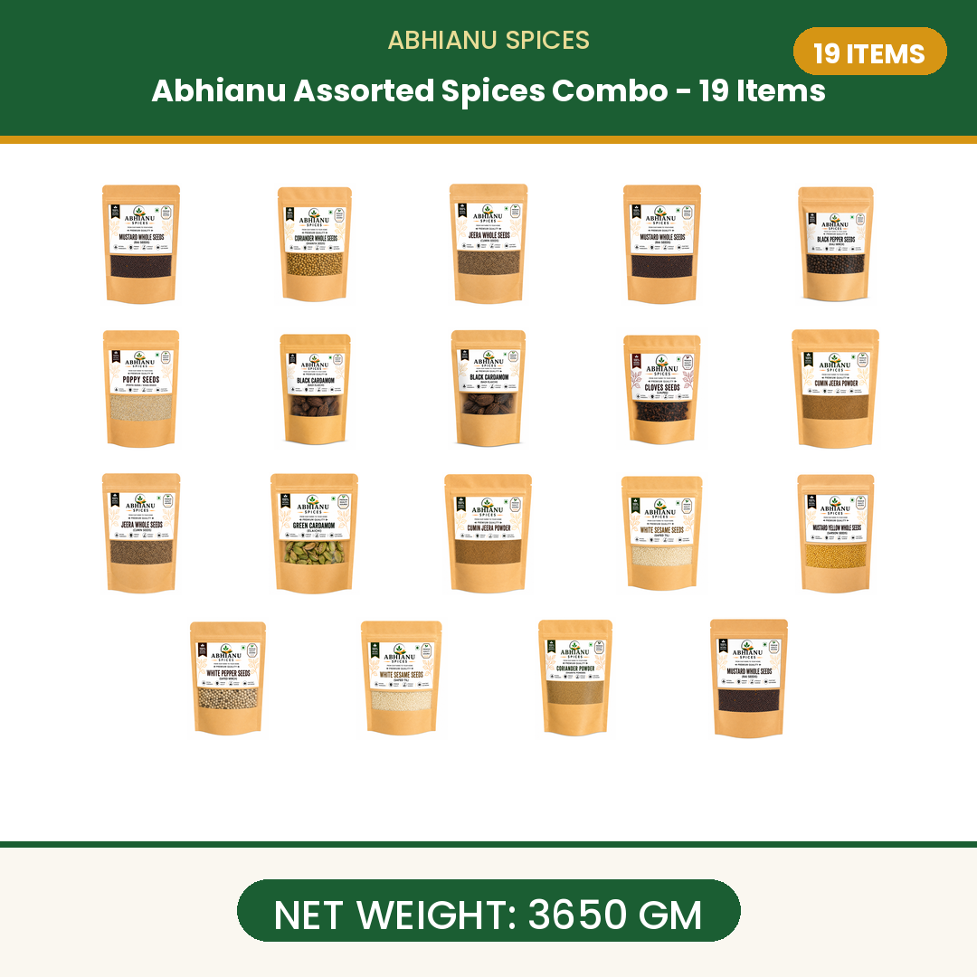 Abhianu Spices Assorted Indian Spices Combo 19 Items 3.65 Kg