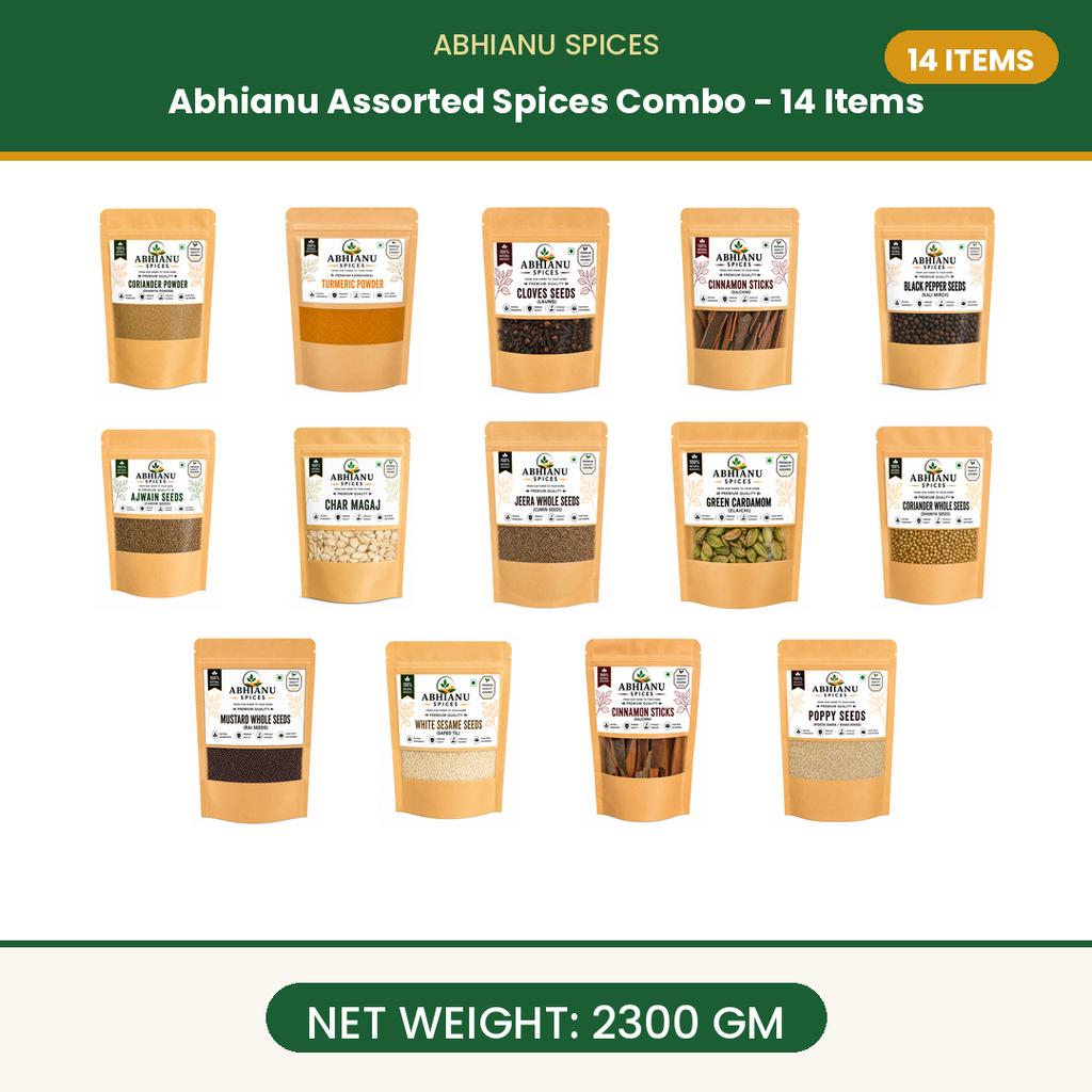 Abhianu Spices Assorted Indian Spices Combo 14 Items 2.3 Kg