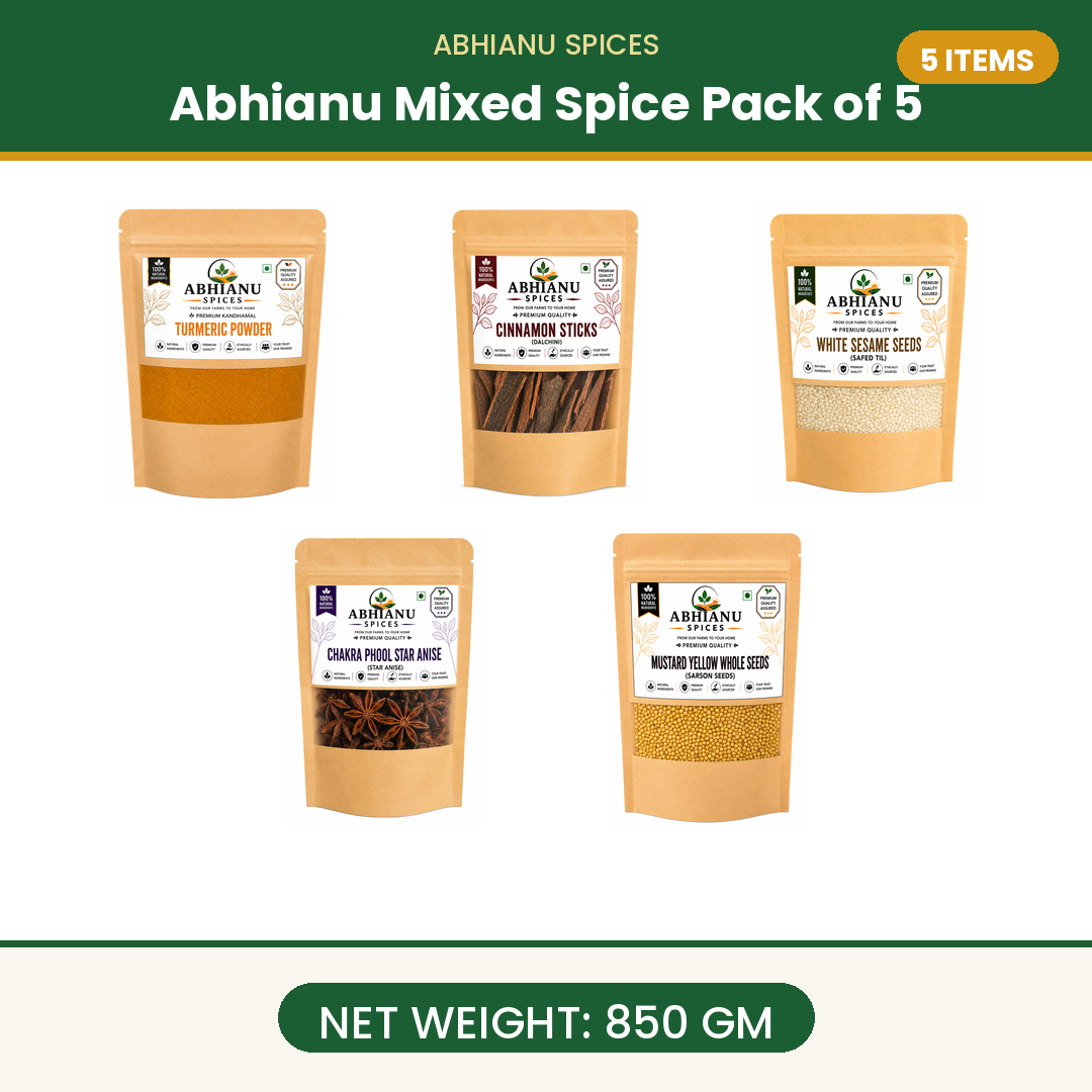 Abhianu Spices Assorted Indian Spices Combo 850 G Pack Of 5