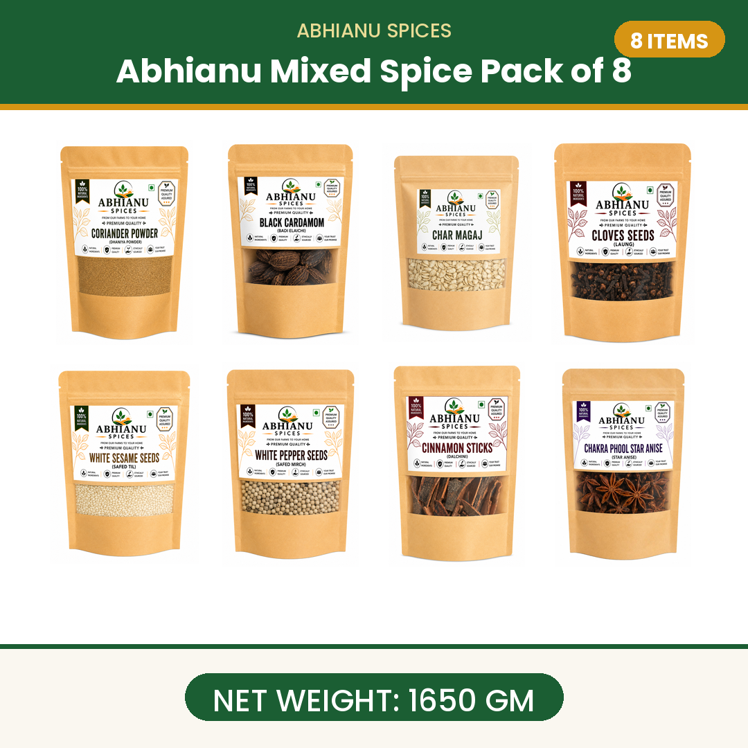 Abhianu Spices Assorted Indian Spices Combo 1.65 Kg Pack Of 8