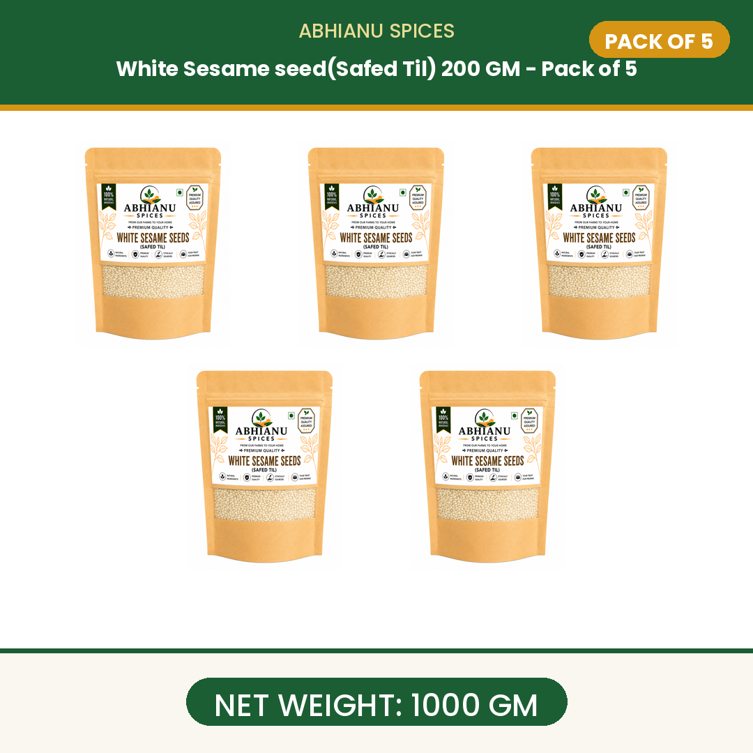 Abhianu Spices White Sesame Seeds Safed Til 500 G Pack Of 5