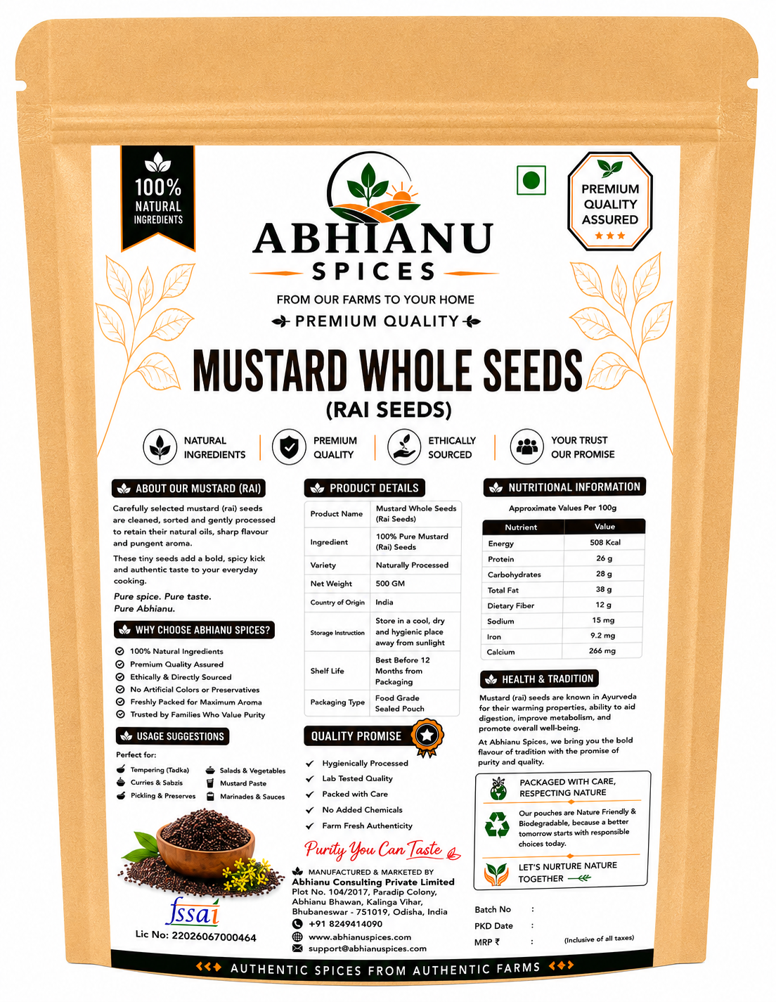 Abhianu Spices Mustard Seeds Rai Sarson 600 G Pack Of 6