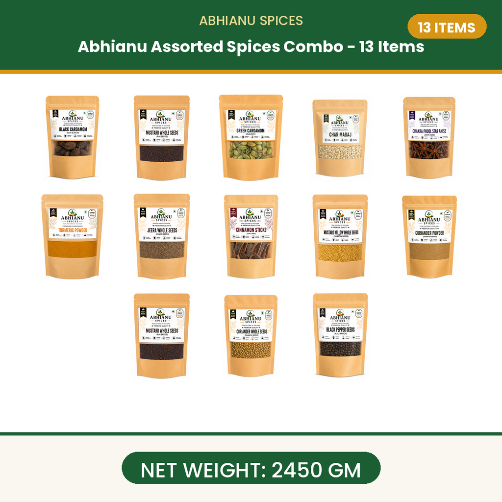 Abhianu Spices Assorted Indian Spices Combo 13 Items 2.45 Kg