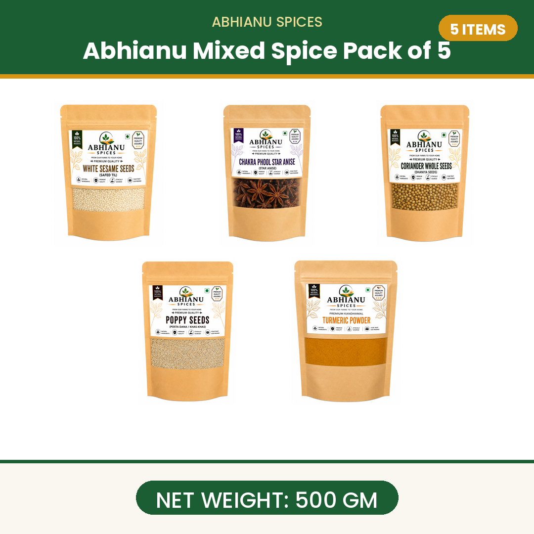 Abhianu Assorted Indian Spices Combo Pack Of 5 500 G
