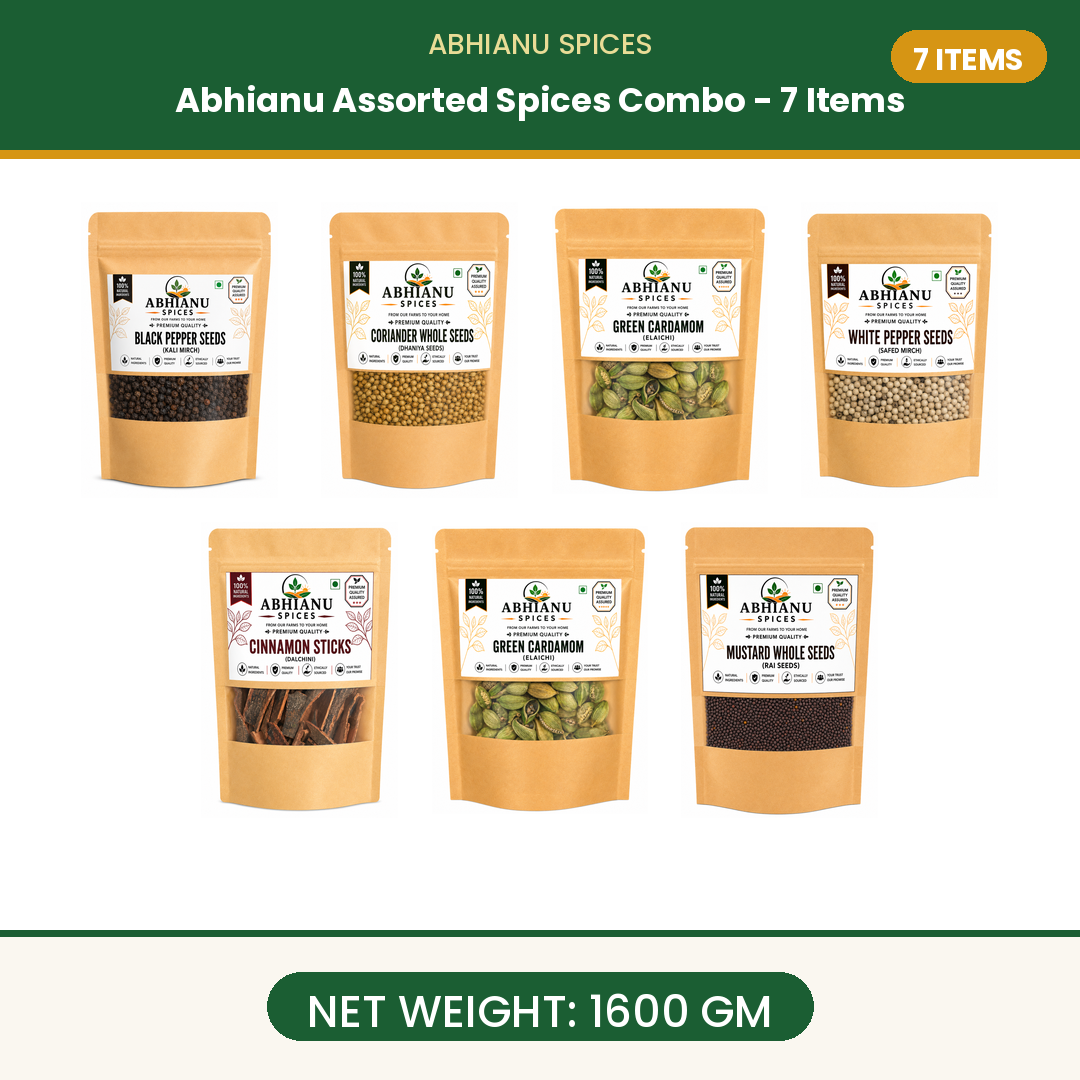 Abhianu Spices Assorted Indian Spices Combo 7 Items 1.6 Kg