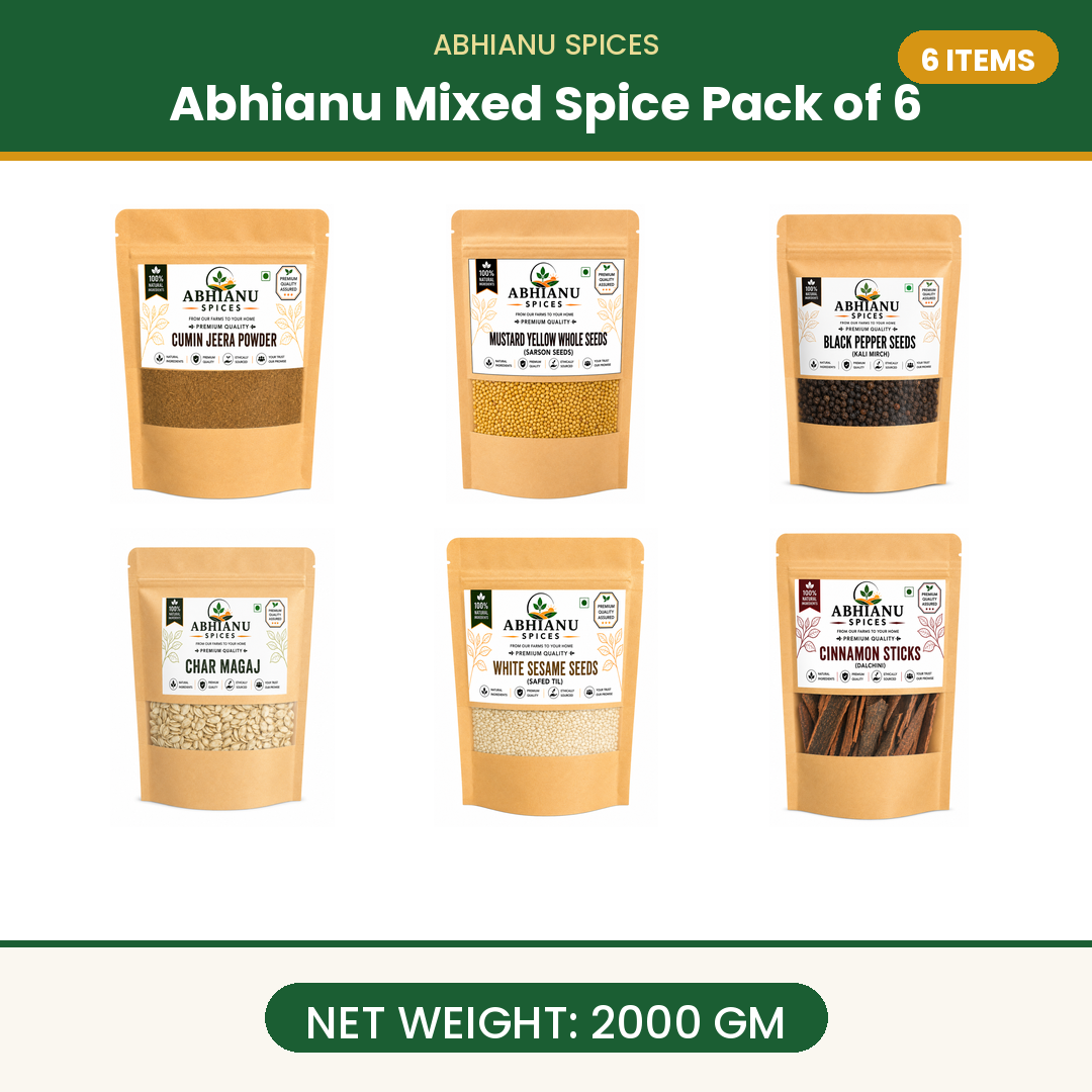 Abhianu Assorted Indian Spices Combo Pack Of 6 With 2 Kg