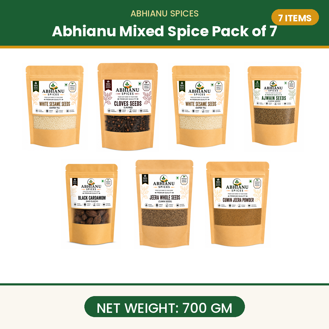 Abhianu Spices Assorted Indian Spices Combo 700 G Pack Of 7