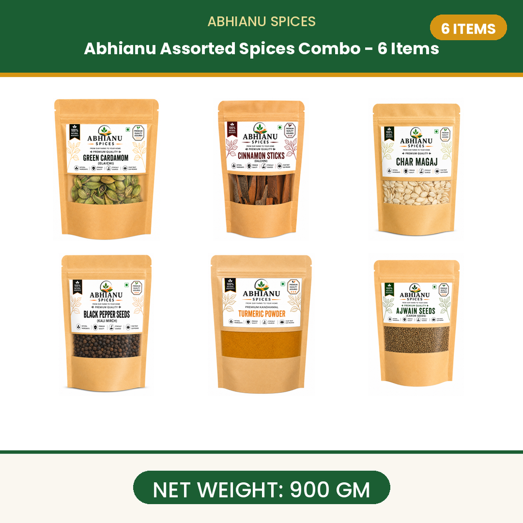 Abhianu Spices Assorted Indian Spices Combo 6 Items 900 G