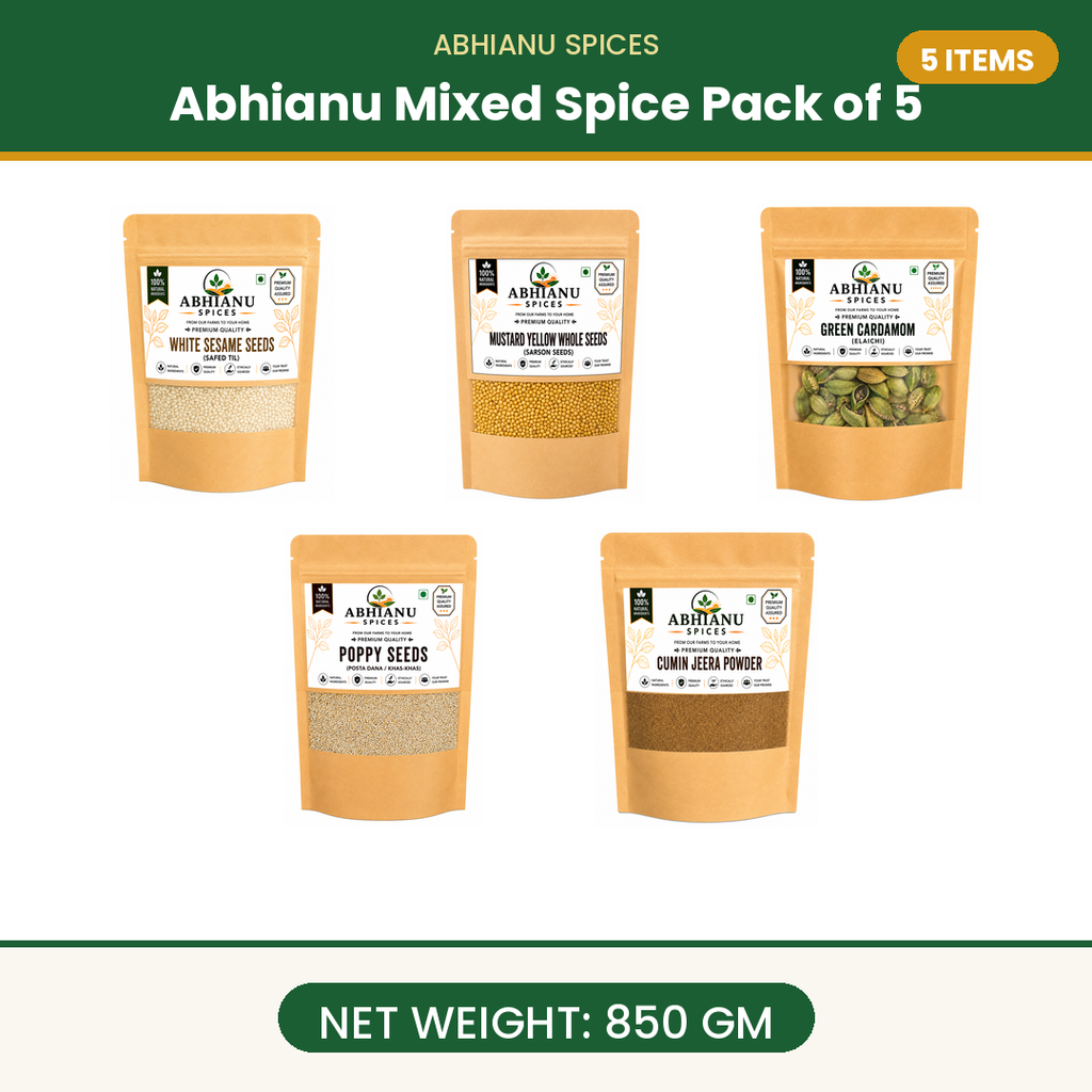 Abhianu Assorted Indian Spices Combo Pack Of 5 850 G