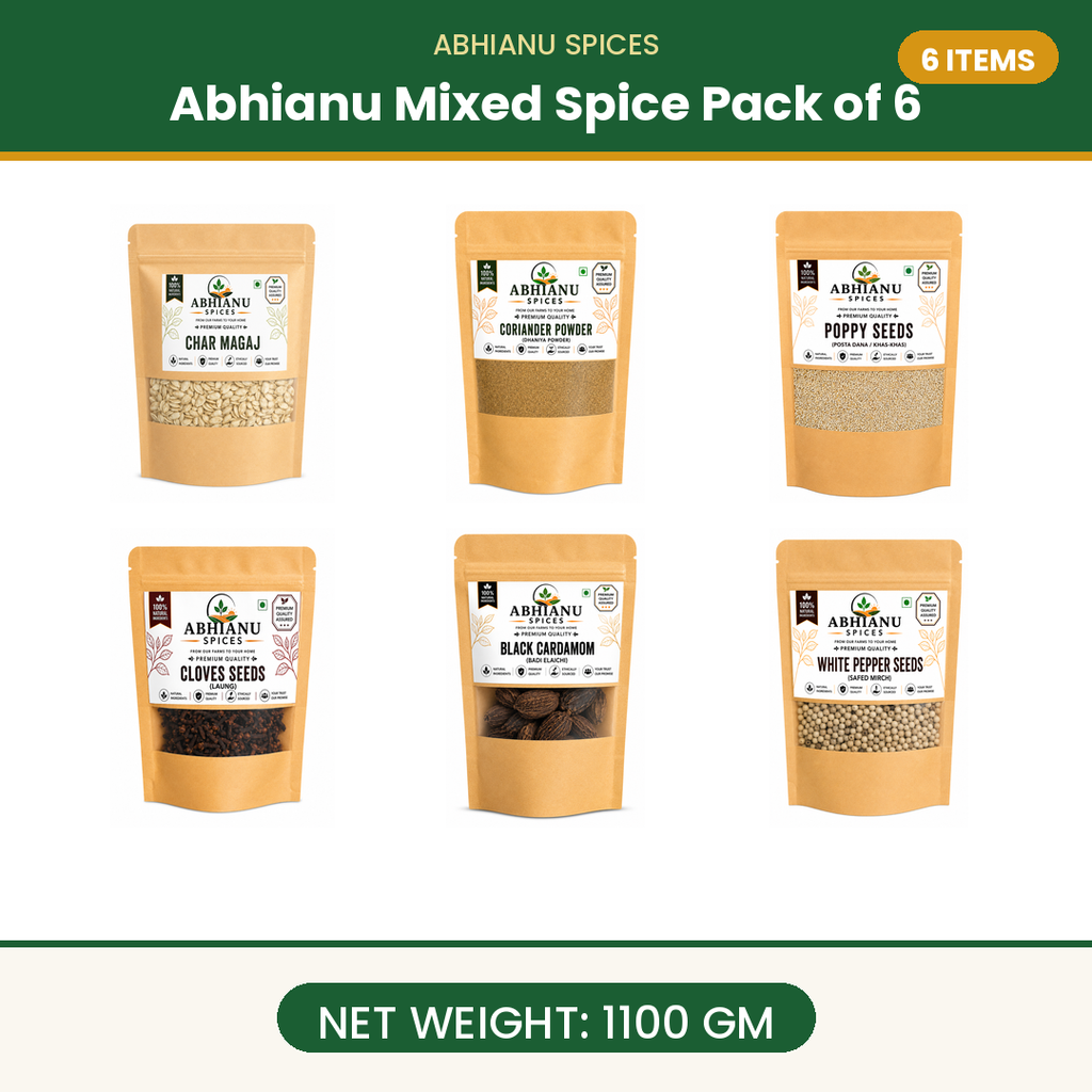 Abhianu Spices Assorted Indian Spices Combo 1.1 Kg Pack Of 6