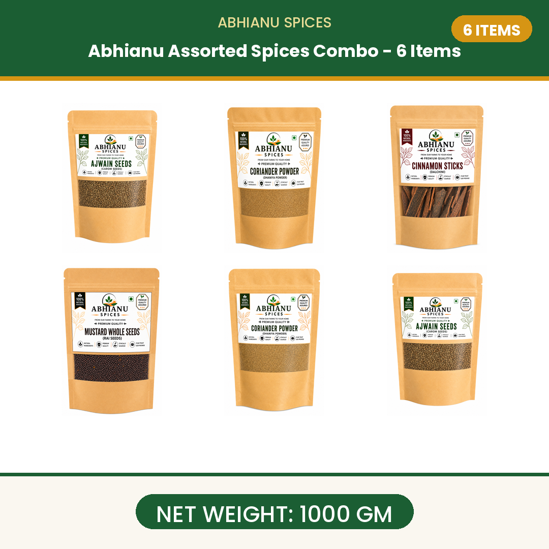 Abhianu Spices Assorted Indian Spices Combo 6 Items 1 Kg