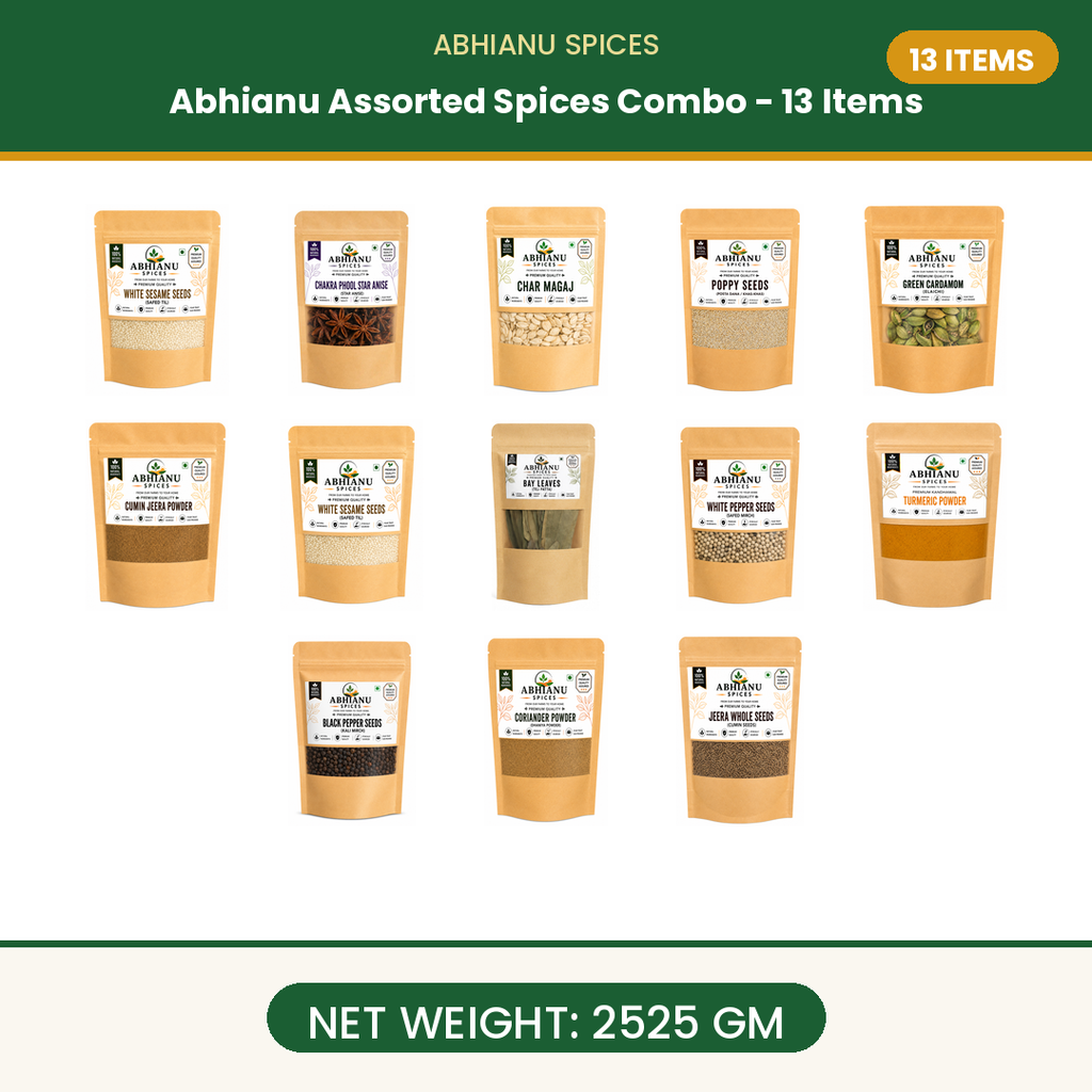 Abhianu Spices Assorted Indian Spices Combo 13 Items 2.525 Kg