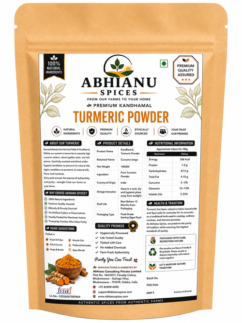 Abhianu Spices Kandhamal Turmeric Powder 500 G Pack Of 5