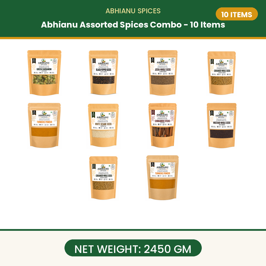 Abhianu Assorted Indian Spices Combo 10 Items 2.45 Kg