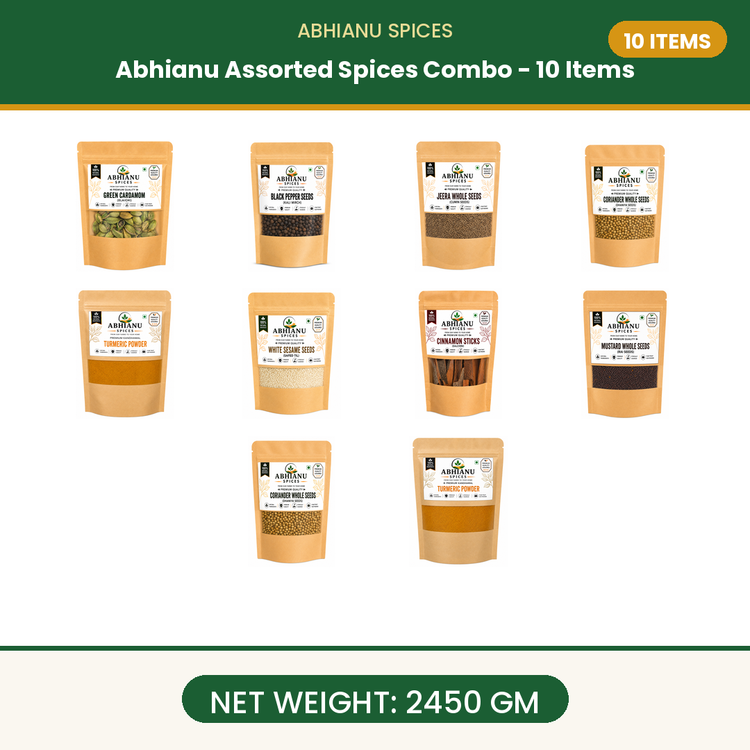 Abhianu Assorted Indian Spices Combo 10 Items 2.45 Kg