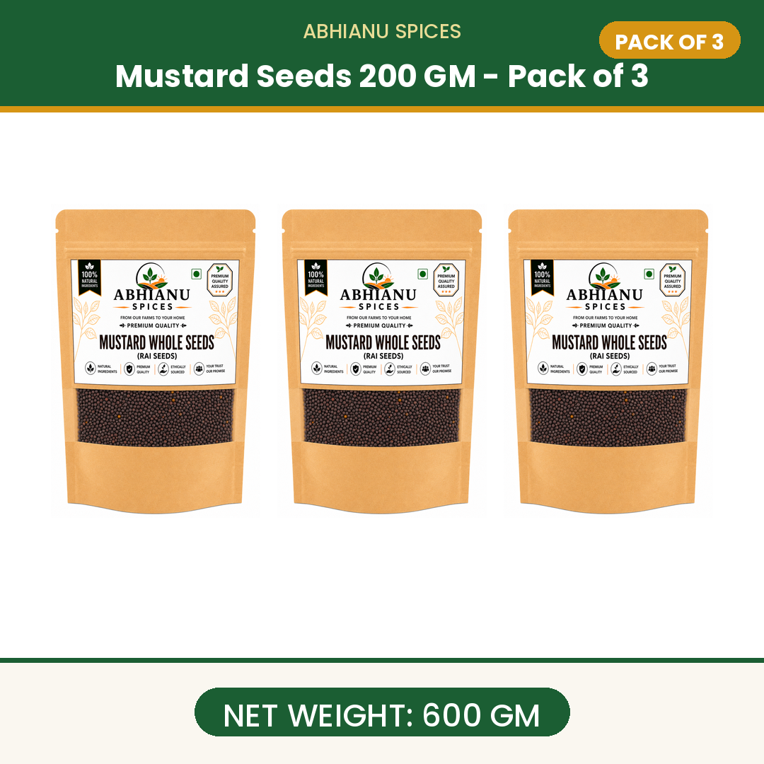 Abhianu Spices Mustard Seeds Rai Sarson 600 G Pack Of 6