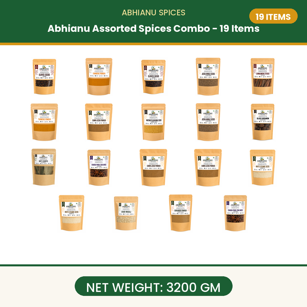 Abhianu Spices Assorted Indian Spices Combo 19 Items 3.2 Kg