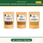 Abhianu Spices Cinnamon Coriander And Yellow Mustard Seeds Combo of 3 650 G