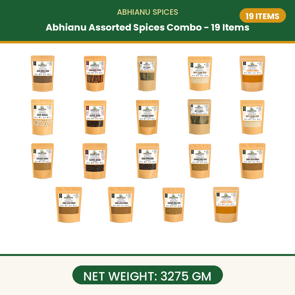 Abhianu Spices Assorted Indian Spices Combo 19 Items 3.275 Kg