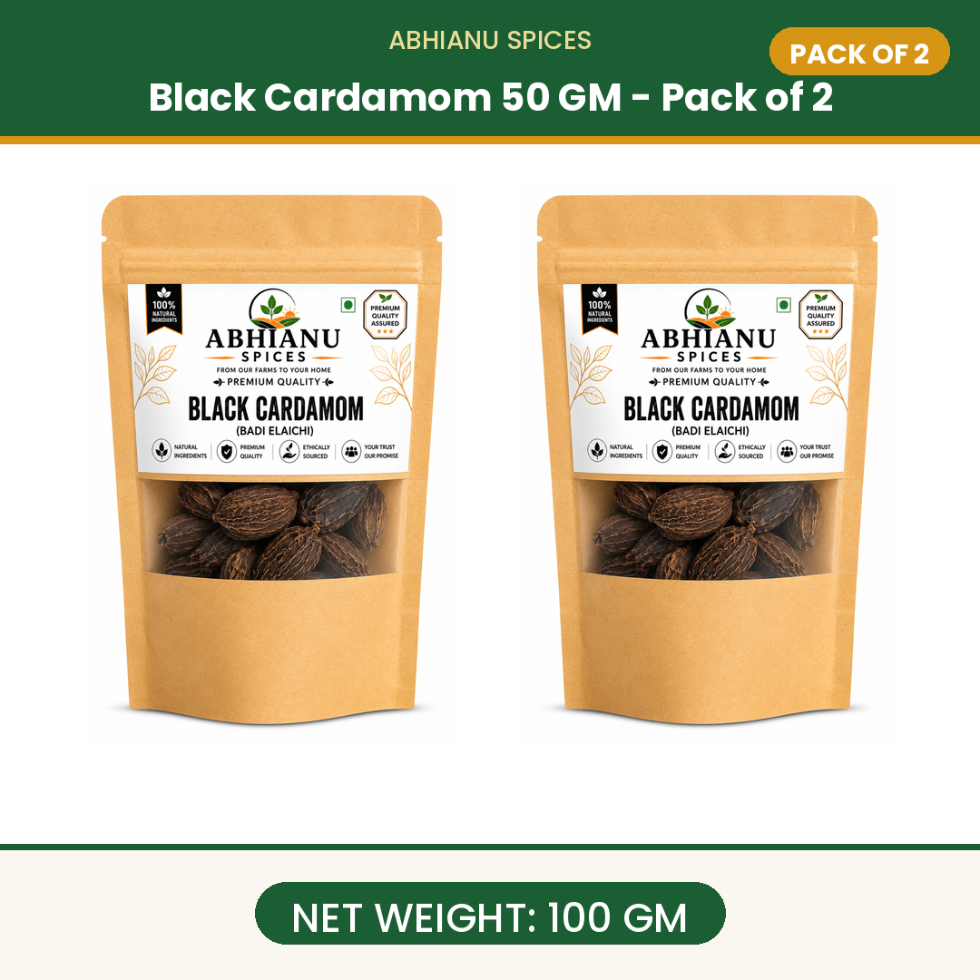 Abhianu Spices Black Cardamom Whole Pods 100 G