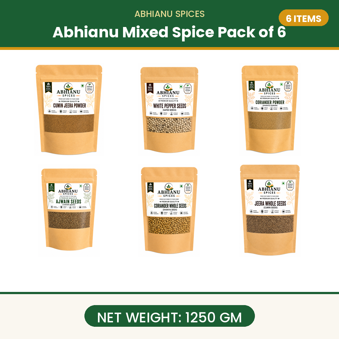 Abhianu Assorted Indian Spices Combo Pack Of 6 1.25 Kg