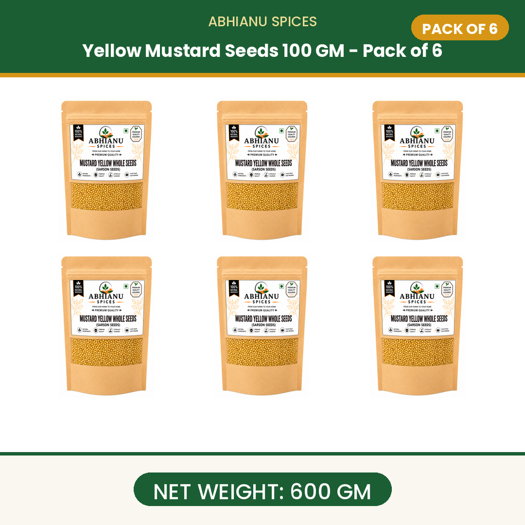Abhianu Spices Yellow Mustard Seeds 600 G Pack Of 6