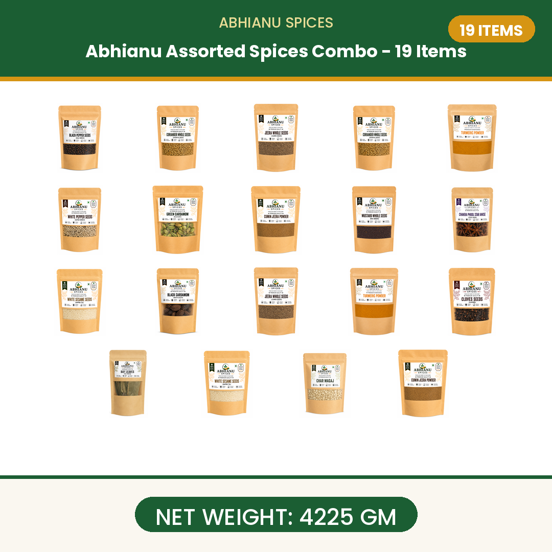 Abhianu Spices Assorted Indian Spices Combo 19 Items 4.225 Kg
