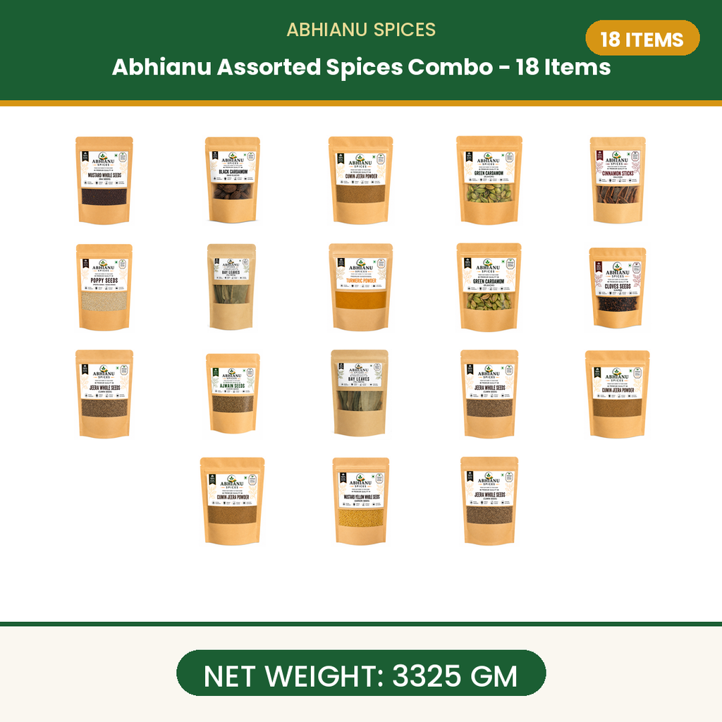 Abhianu Spices Assorted Indian Spices Combo 18 Items 3.325 Kg
