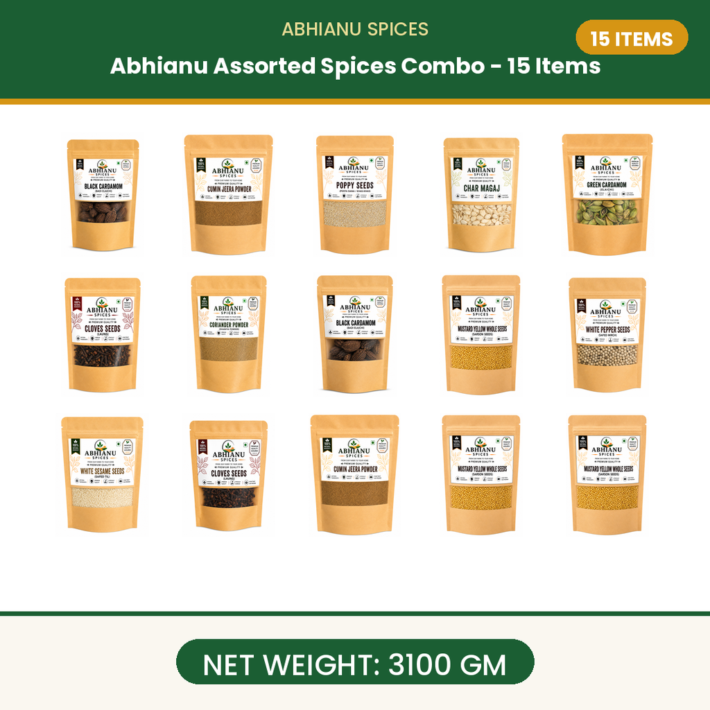 Abhianu Spices Assorted Indian Spices Combo 15 Items 3.1 Kg