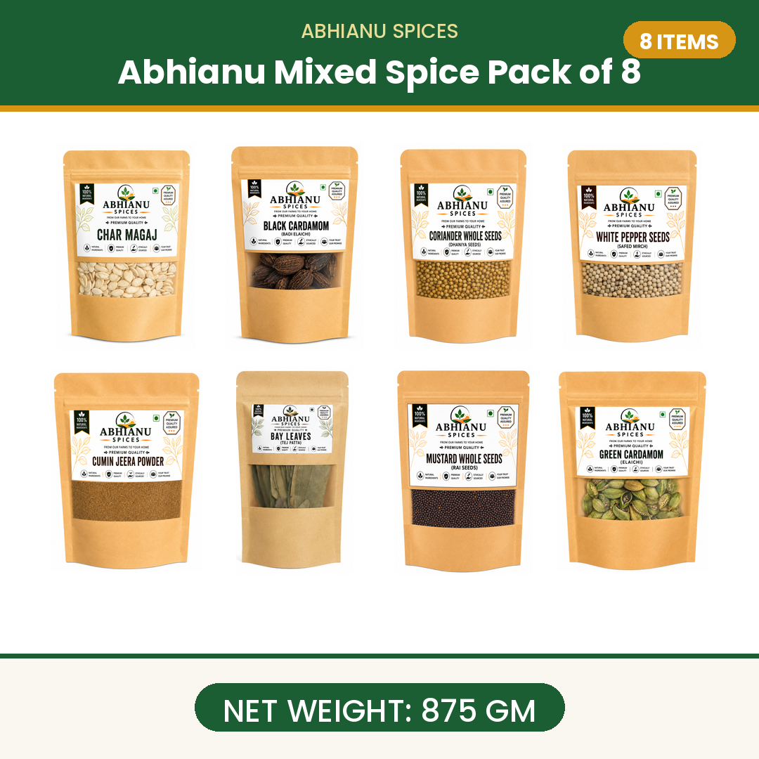 Abhianu Spices Assorted Indian Spices Combo 8 In 875 G