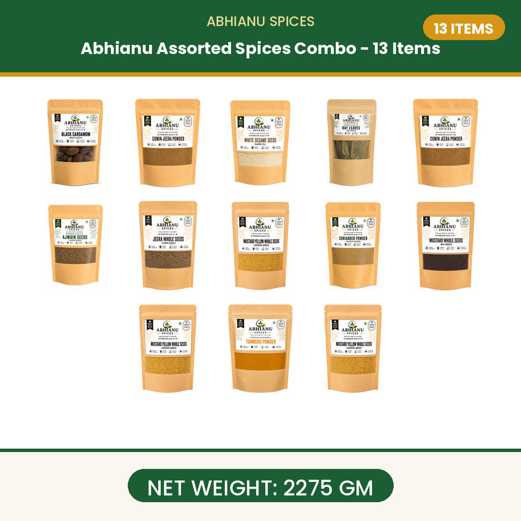 Abhianu Spices Assorted Indian Spices Combo 13 Items 2.275 Kg