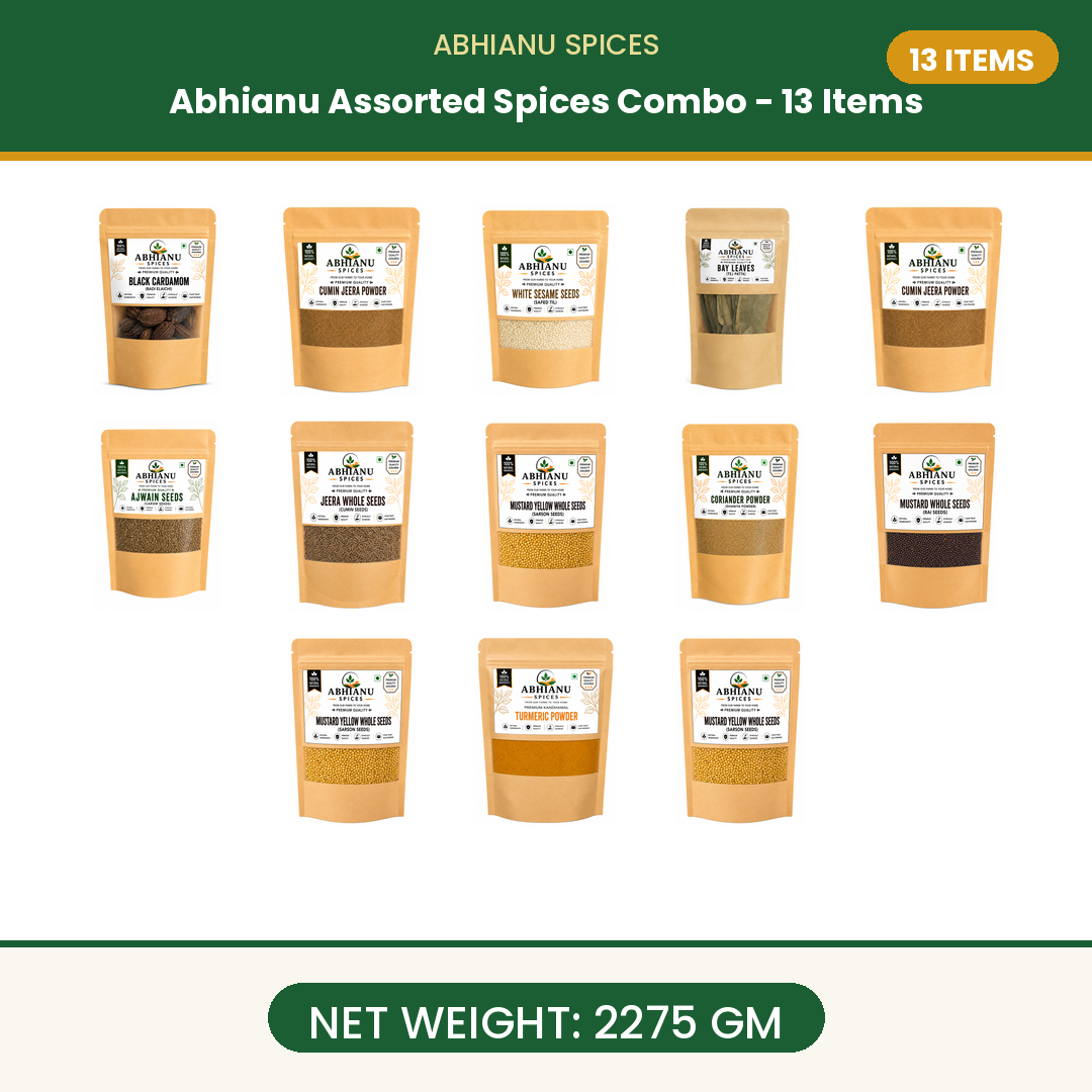 Abhianu Spices Assorted Indian Spices Combo 13 Items 2.275 Kg