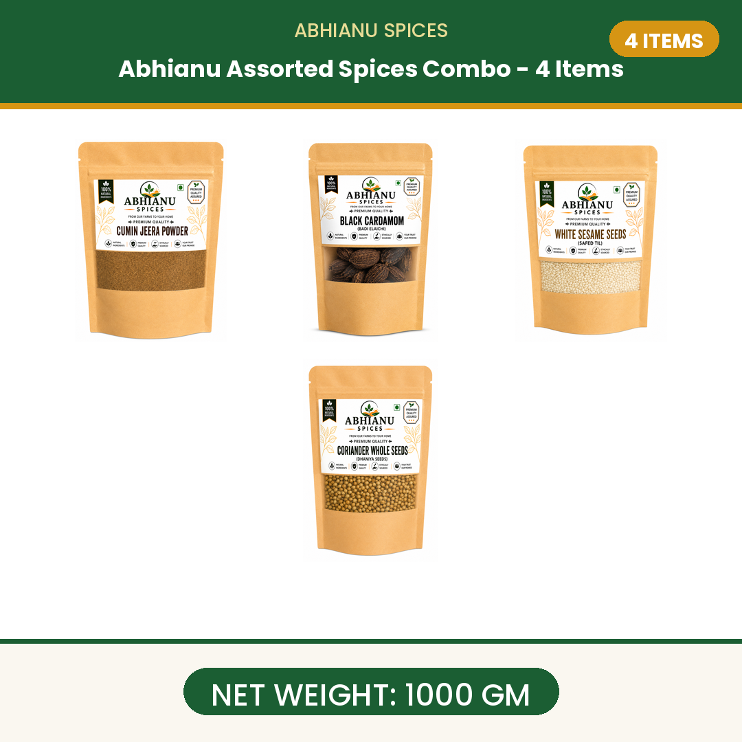 Abhianu Spices Assorted Indian Spices Combo 4 Items 1 Kg