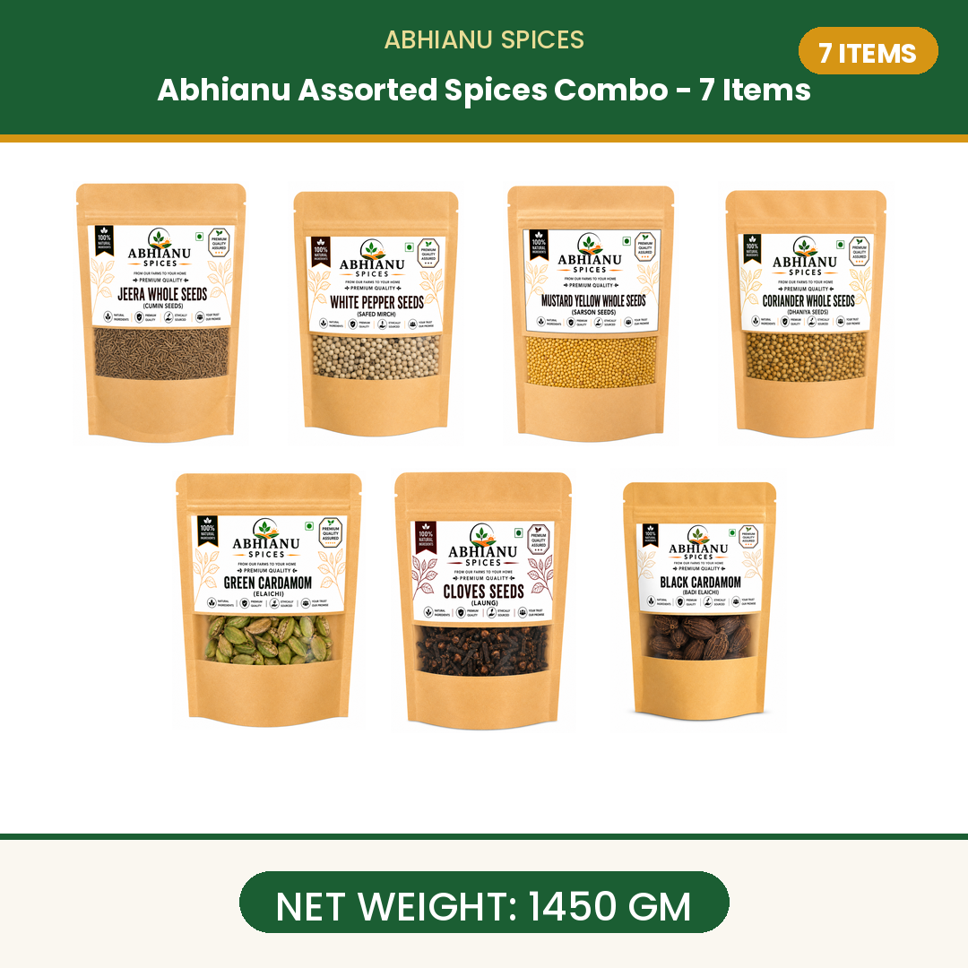 Abhianu Spices Assorted Indian Spices Combo 7 Items 1.45 Kg