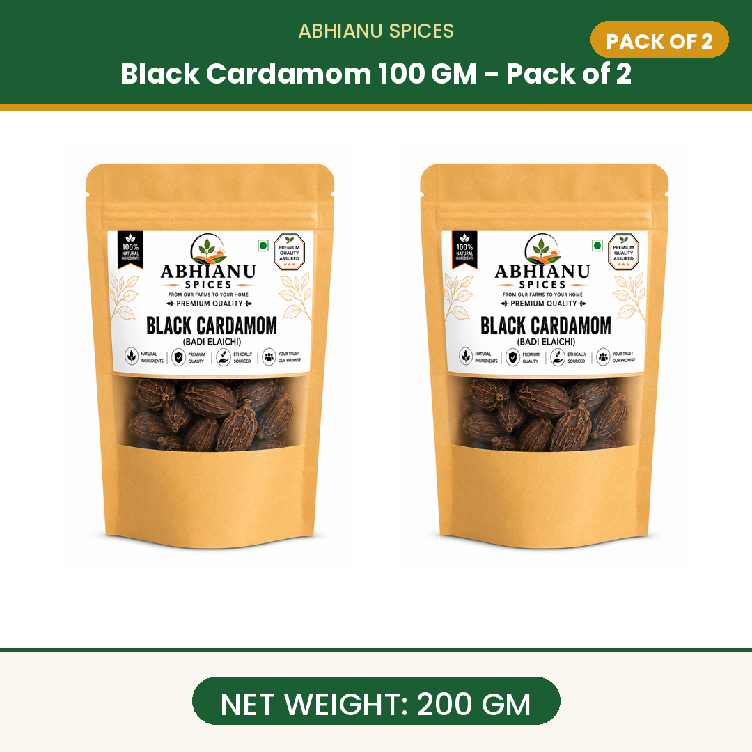 Abhianu Spices Black Cardamom Whole Pods 100 G