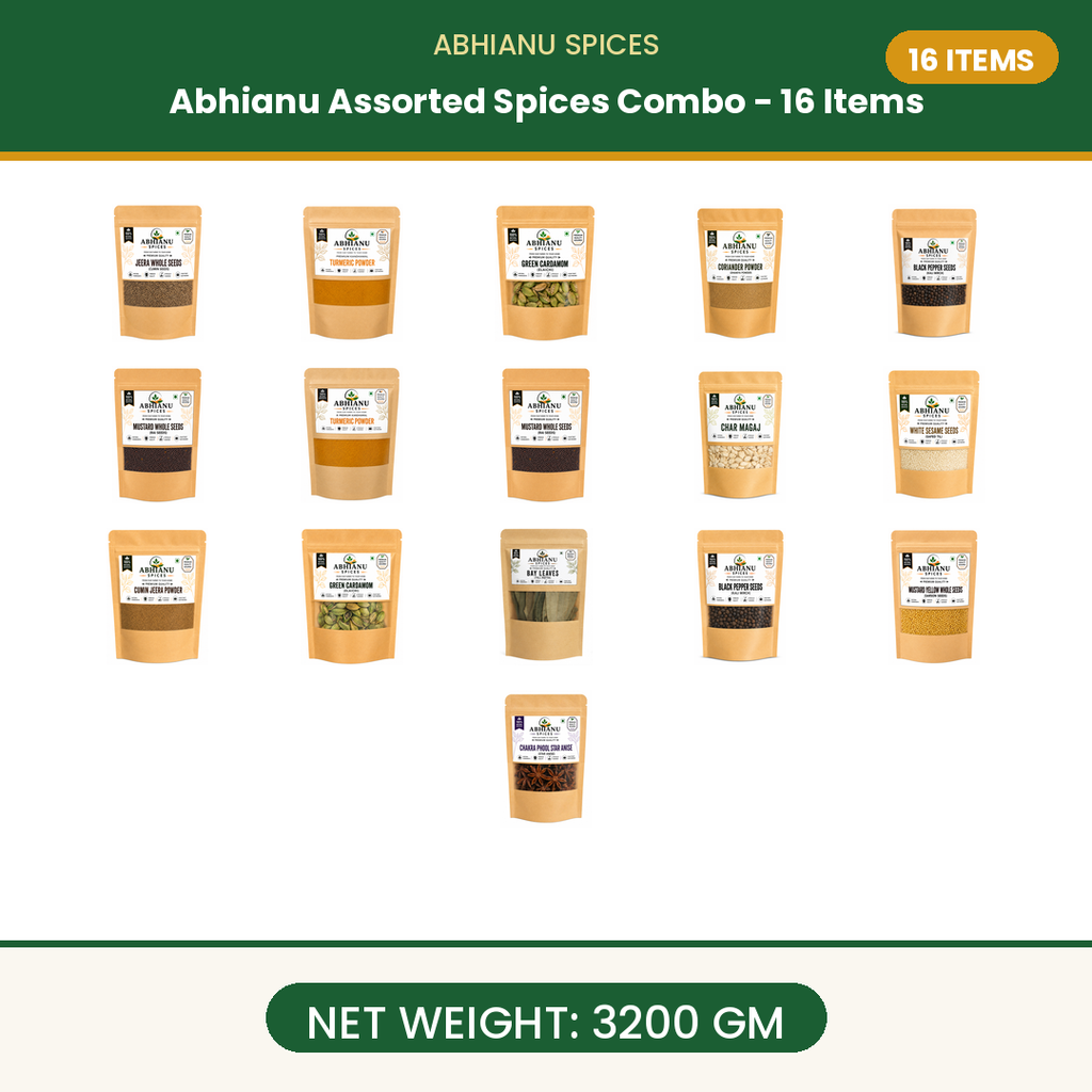 Abhianu Spices Assorted Indian Spices Combo 16 Items 3.2 Kg